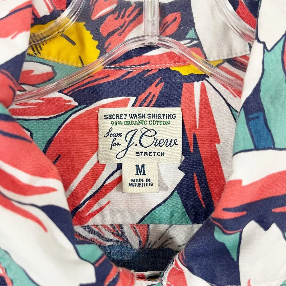 J.‎ Crew Men's Floral Short Sleeve Button Down Shirt Organic Cotton Size Medium